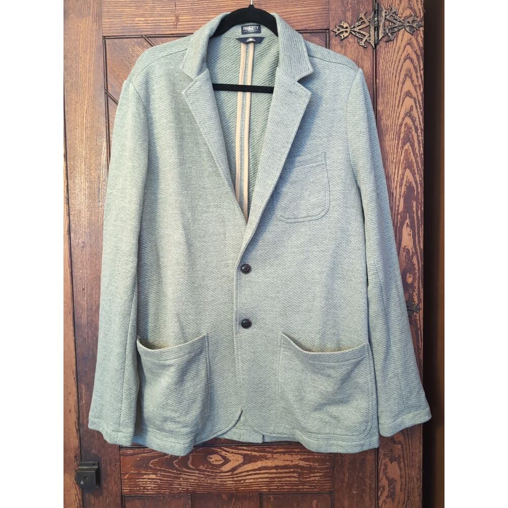 FAHERTY Inlet Knit Blazer Jacket Mens XL Grey Melange Unstructured